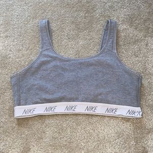 Nike Women Bra Dri-Fit No Padding Sports Grey Swoosh Size L